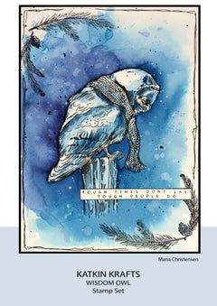 Katkin Krafts Wisdom Owl 6 in x 8 in Clear Stamp Set-7