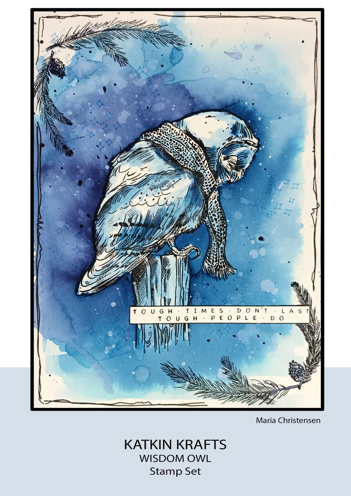 Katkin Krafts Wisdom Owl 6 in x 8 in Clear Stamp Set-7