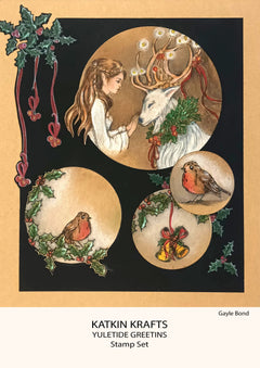 Katkin Krafts Yuletide Greetings 6 in x 8 in Clear Stamp Set-6