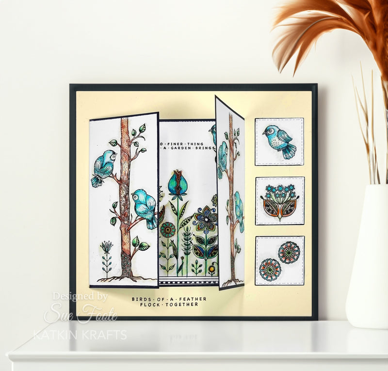 Set de sellos transparentes Katkin Krafts Bright Birds de 6 pulg. x 8 pulg.-8