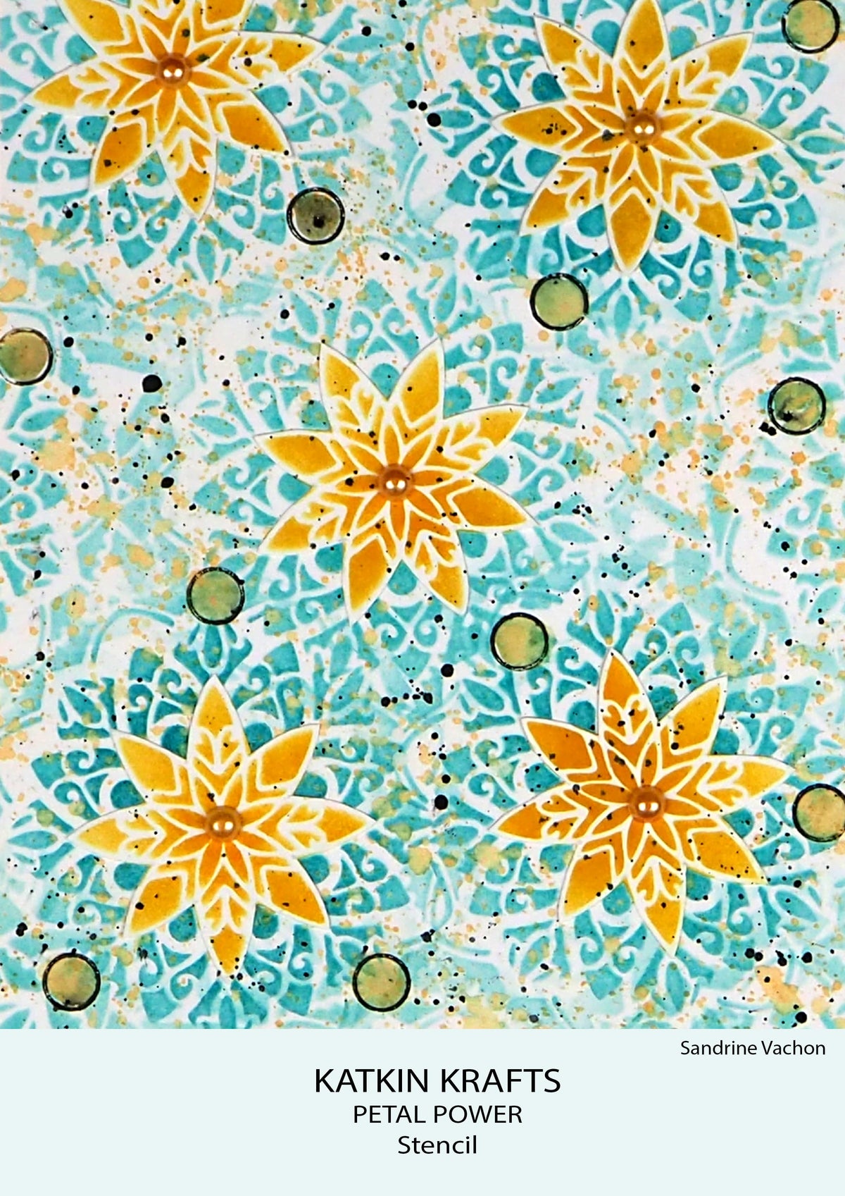 Katkin Krafts Petal Power 7 in x 7 in Stencil-5
