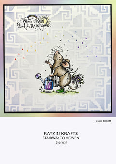 Pochoir Katkin Krafts Escalier vers le ciel 7 po x 7 po-2
