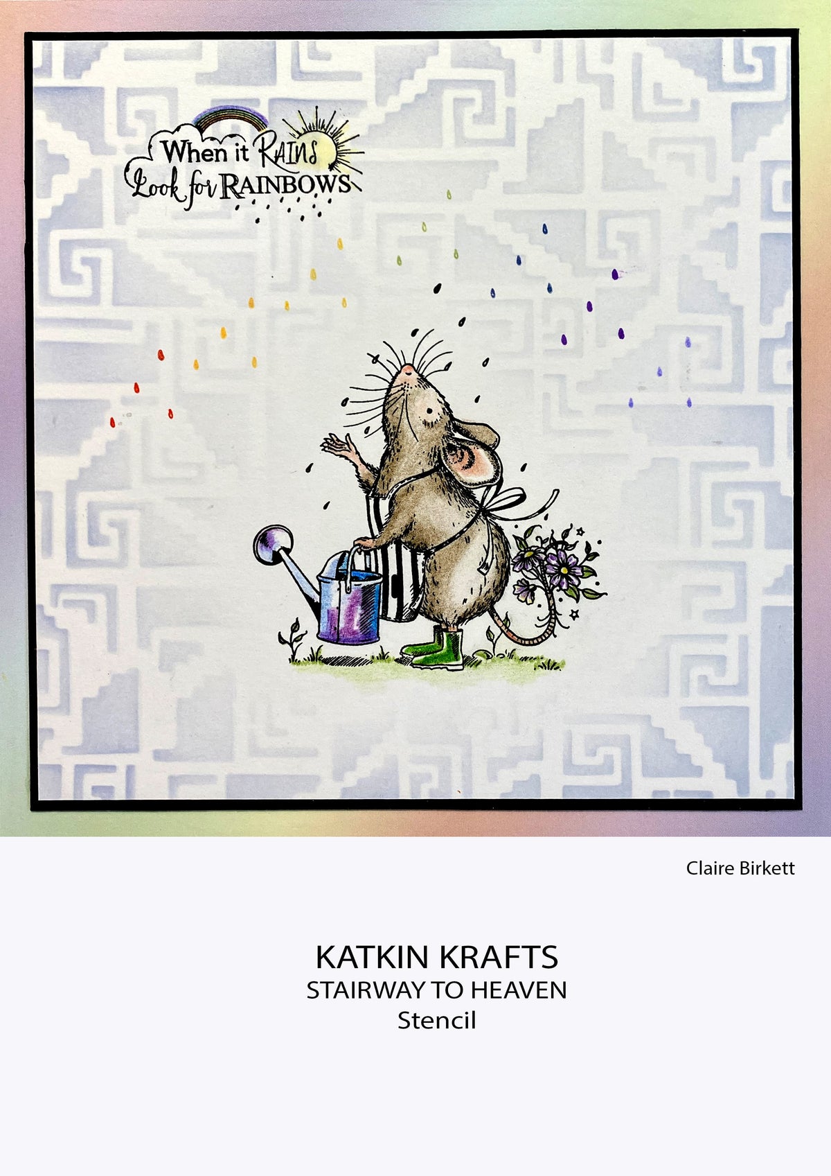 Pochoir Katkin Krafts Escalier vers le ciel 7 po x 7 po-2