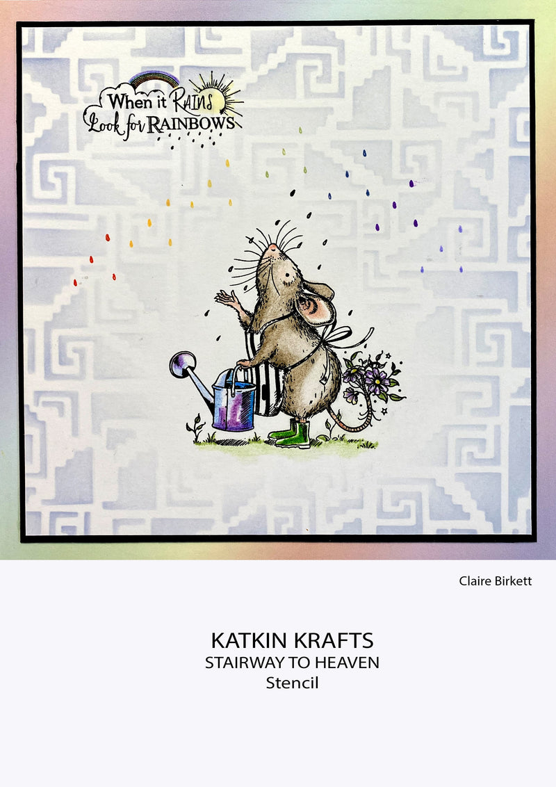 Pochoir Katkin Krafts Escalier vers le ciel 7 po x 7 po-2