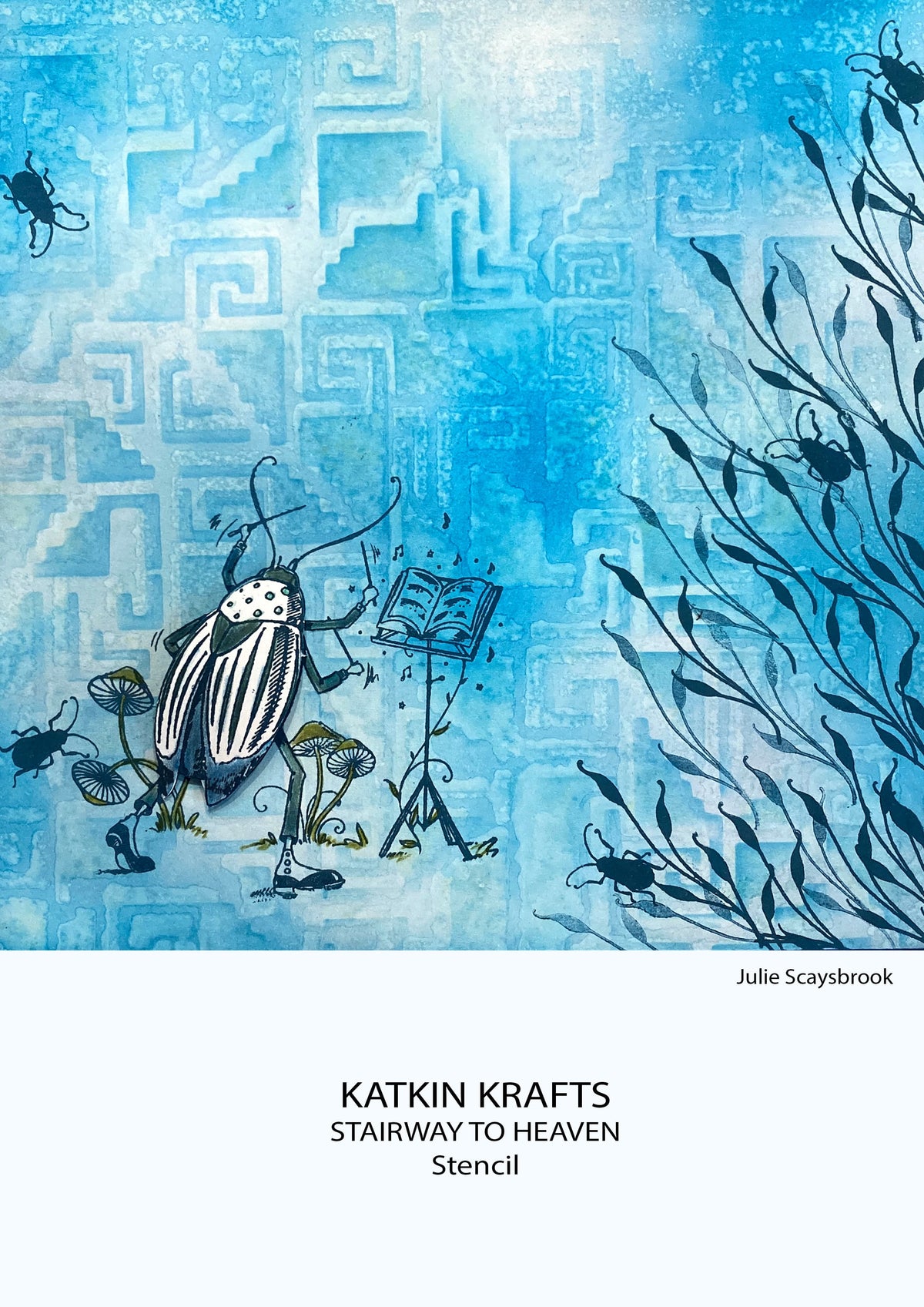 Pochoir Katkin Krafts Escalier vers le ciel 7 po x 7 po-3