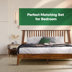 [Compre 1 y Reciba 1] Marco de Cama y Mesita de Noche de Madera Maciza Kaylin-11