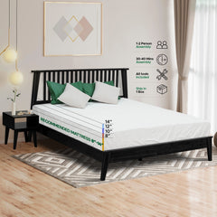 [Compre 1 y Reciba 1] Marco de Cama y Mesita de Noche de Madera Maciza Kaylin-5