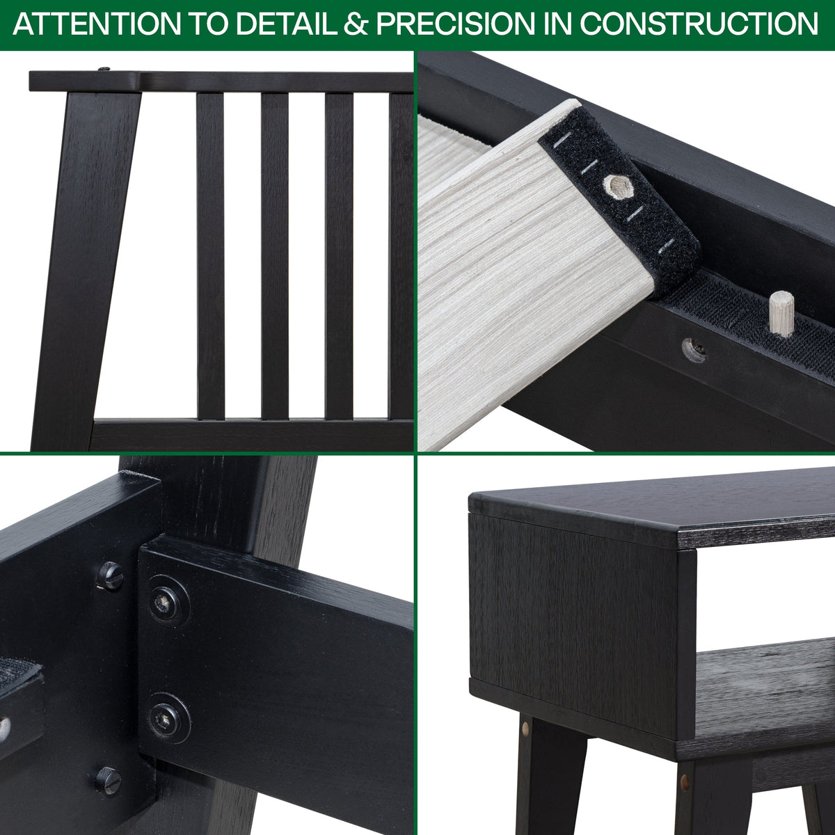 [Compre 1 y Reciba 1] Marco de Cama y Mesita de Noche de Madera Maciza Kaylin-6