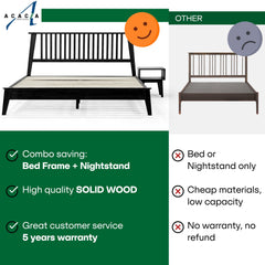[Compre 1 y Reciba 1] Marco de Cama y Mesita de Noche de Madera Maciza Kaylin-7