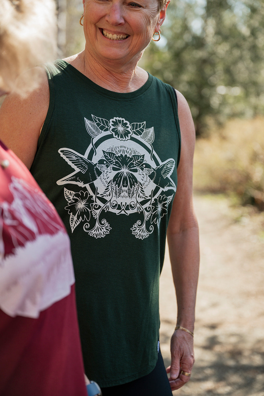 HUMMINGBIRD - Women's Relaxed Bamboo Tank - Forest Green-1
