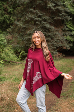 Merlot Poncho with Jellyfish Print-1