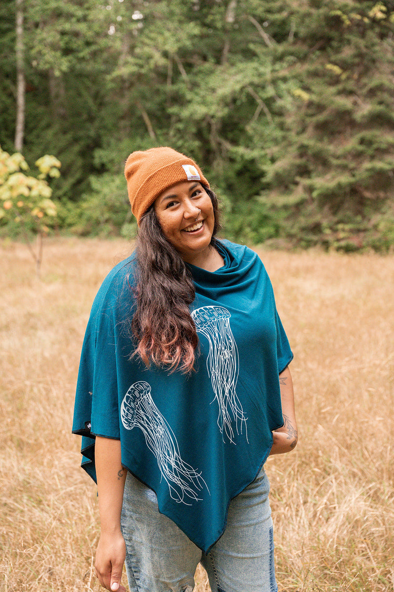 Moroccan Poncho with Jellyfish Print-1