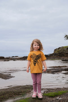 LITTLE BEE- Kids Organic Cotton Tee - Mango-1
