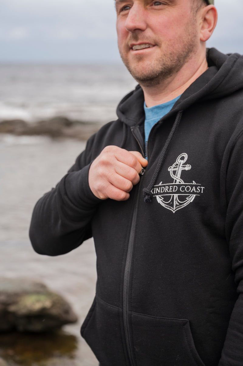 SALMON Unisex Zip Organic Cotton Hoodie - Black-2