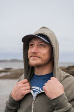 Zip Up Organic Cotton Hoodie- Blank Apparel  - Sage Grey-2
