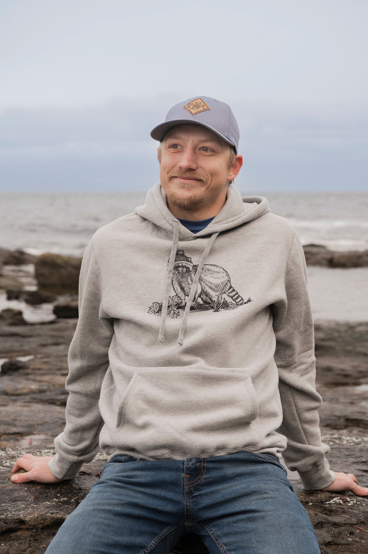 RACCOON - Unisex Eco Hoodie - Heather Grey-1