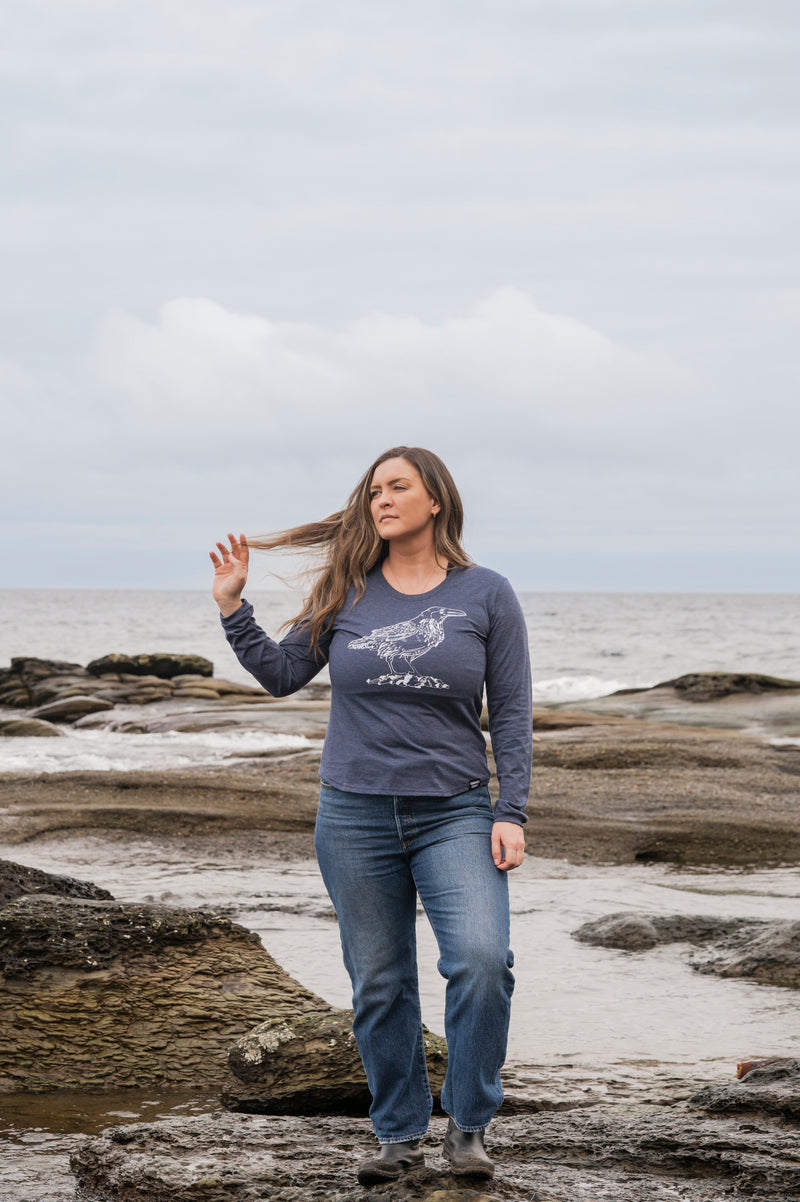 RAVEN - Women's Eco Long Sleeve Tee - Heather Navy-1