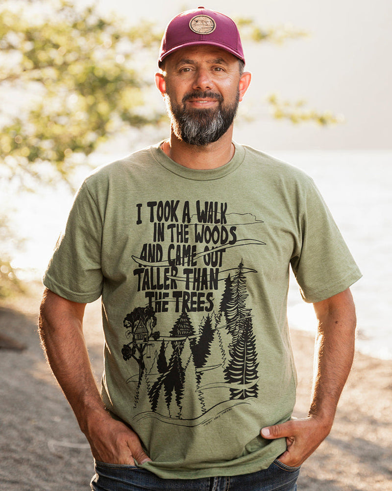 TALL TREES - Unisex Eco Tee - Heather Army Green-1