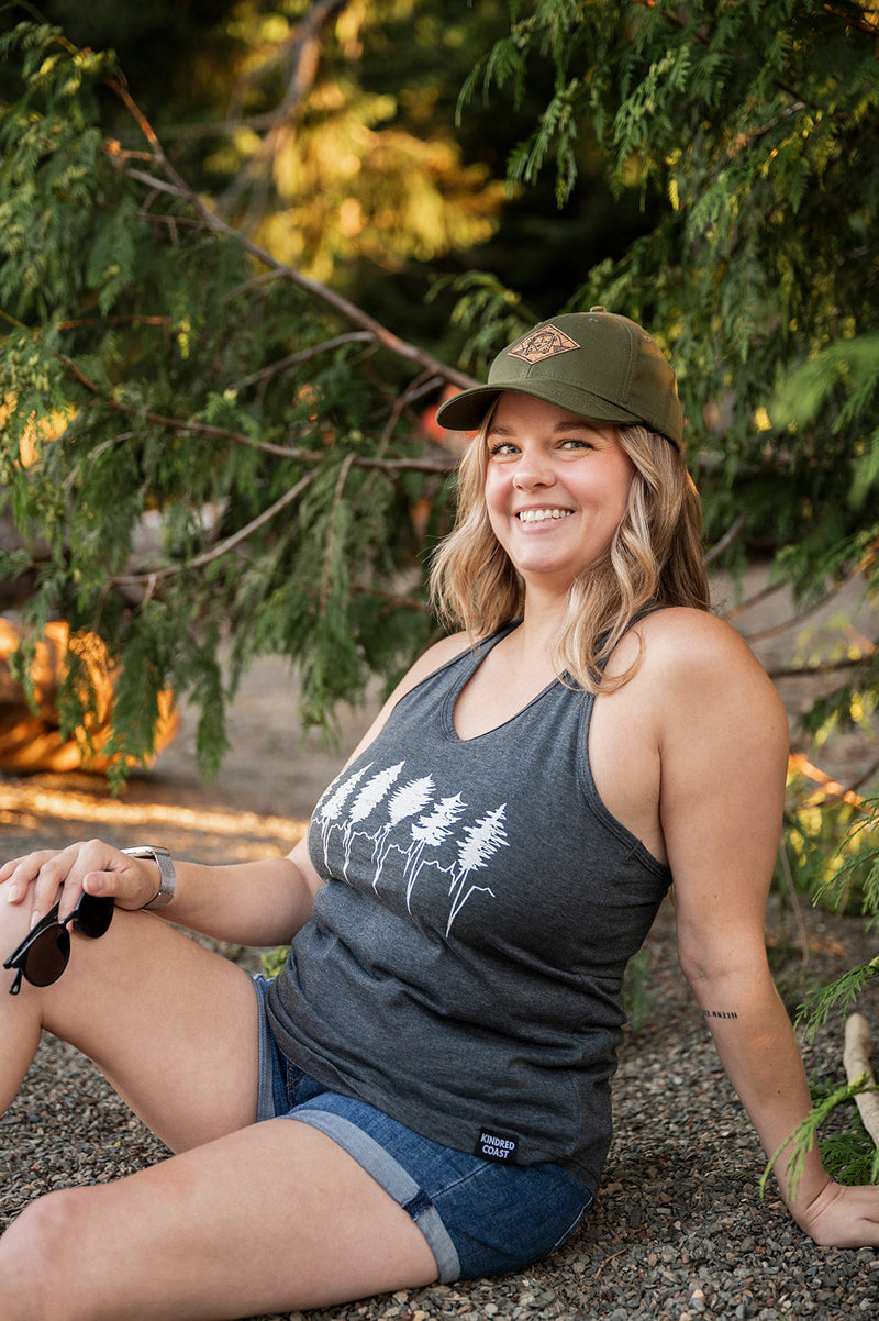 TREELINE - Women's Racerback Eco Tank Top - Charcoal-1