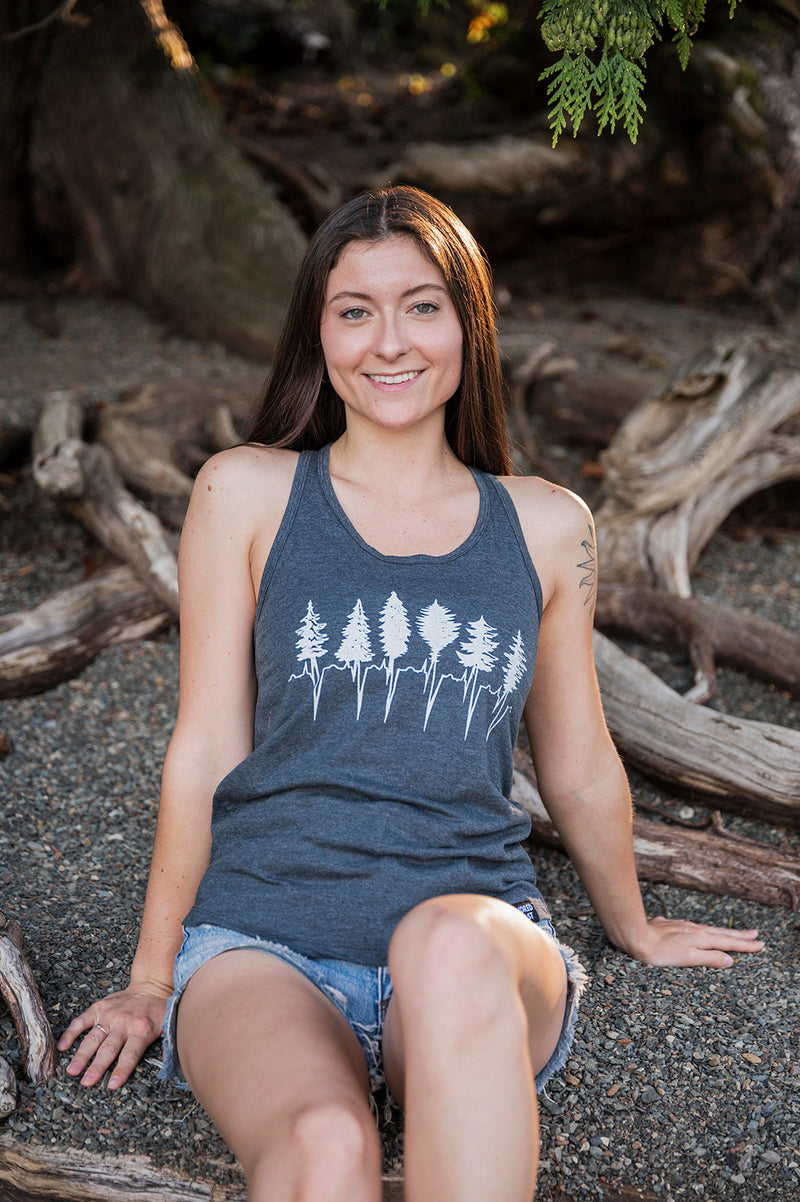 TREELINE - Women's Racerback Eco Tank Top - Charcoal-2