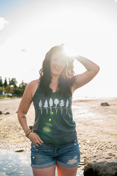TREELINE - Women's Racerback Eco Tank Top - Charcoal-3