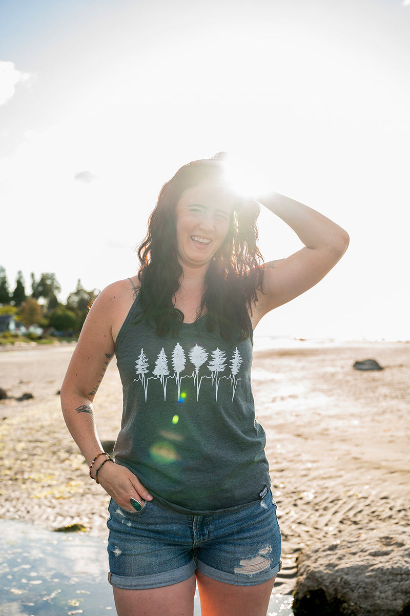 TREELINE - Women's Racerback Eco Tank Top - Charcoal-3