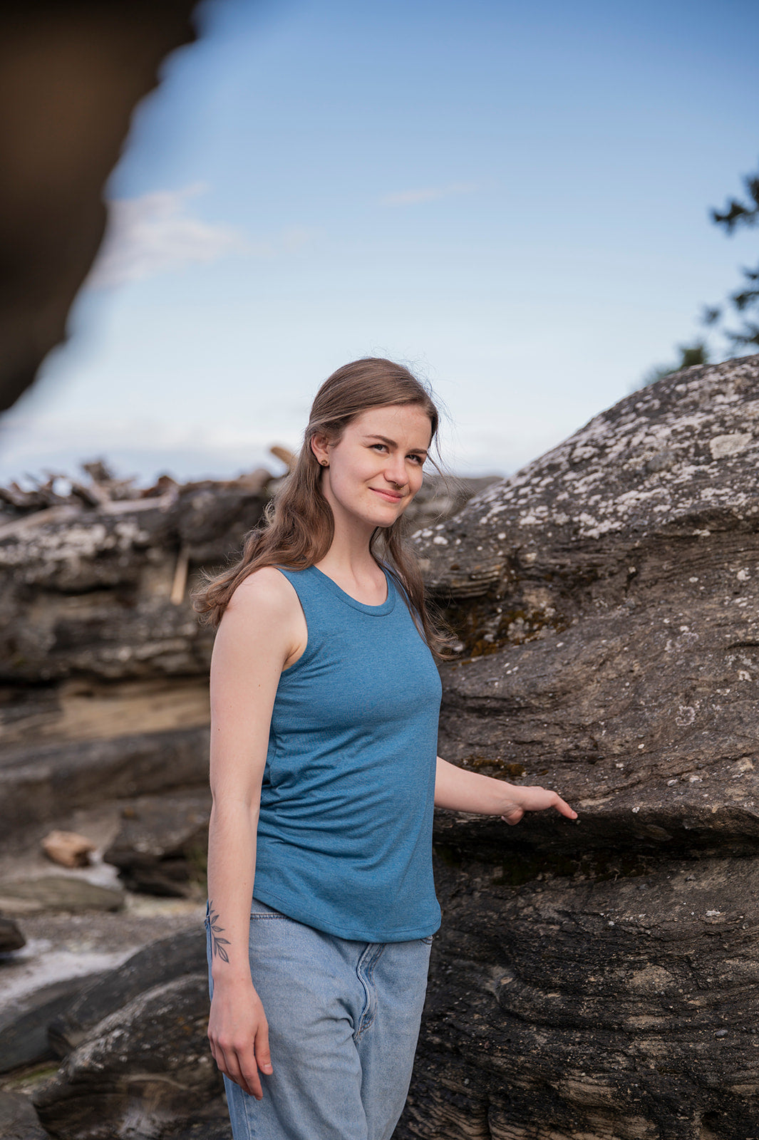 Women's Relaxed Tank - Blank Apparel - Teal-2