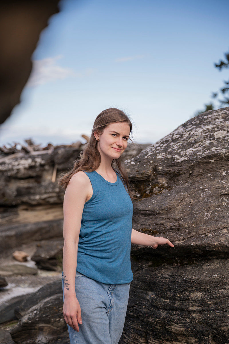 Women's Relaxed Tank - Blank Apparel - Teal-2