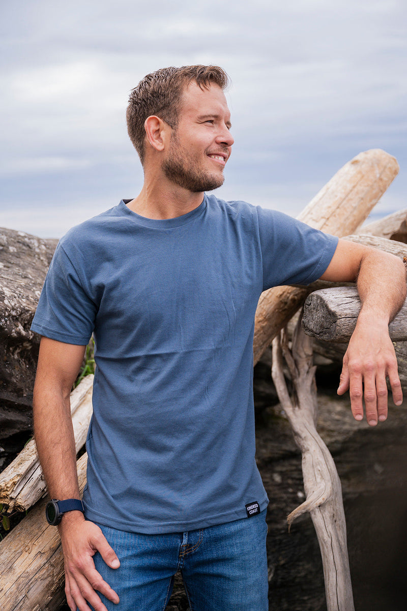 Unisex 100% Organic Cotton tee- Blank Apparel -Slate Blue-2