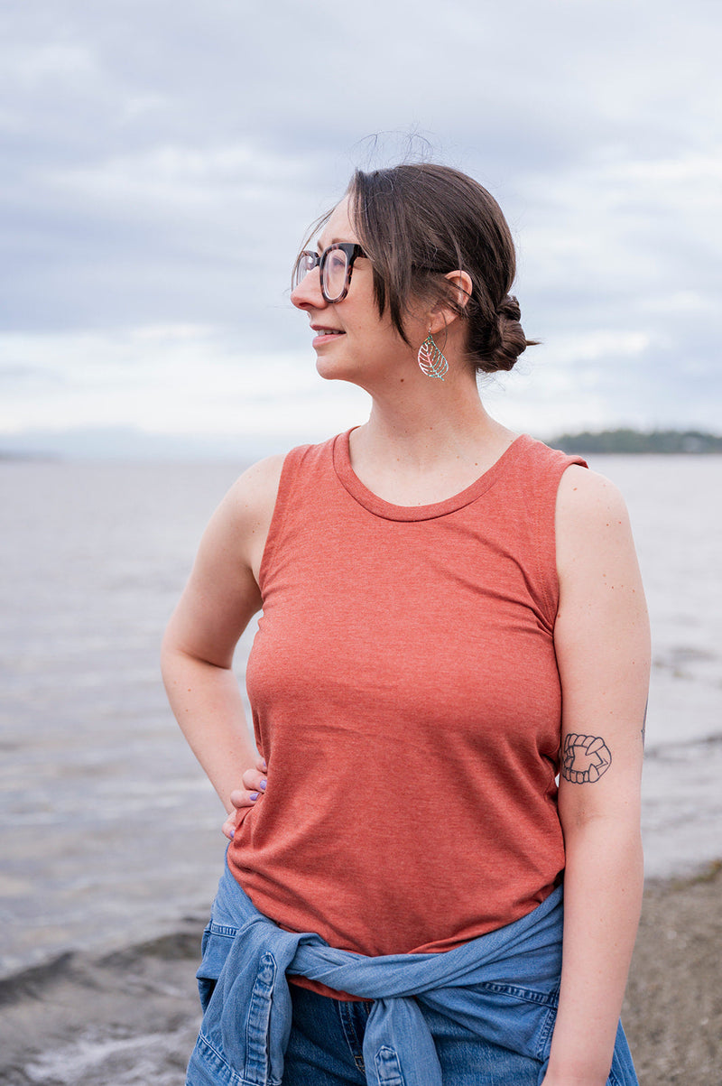 Women's Relaxed Tank - Blank Apparel - Rust-1