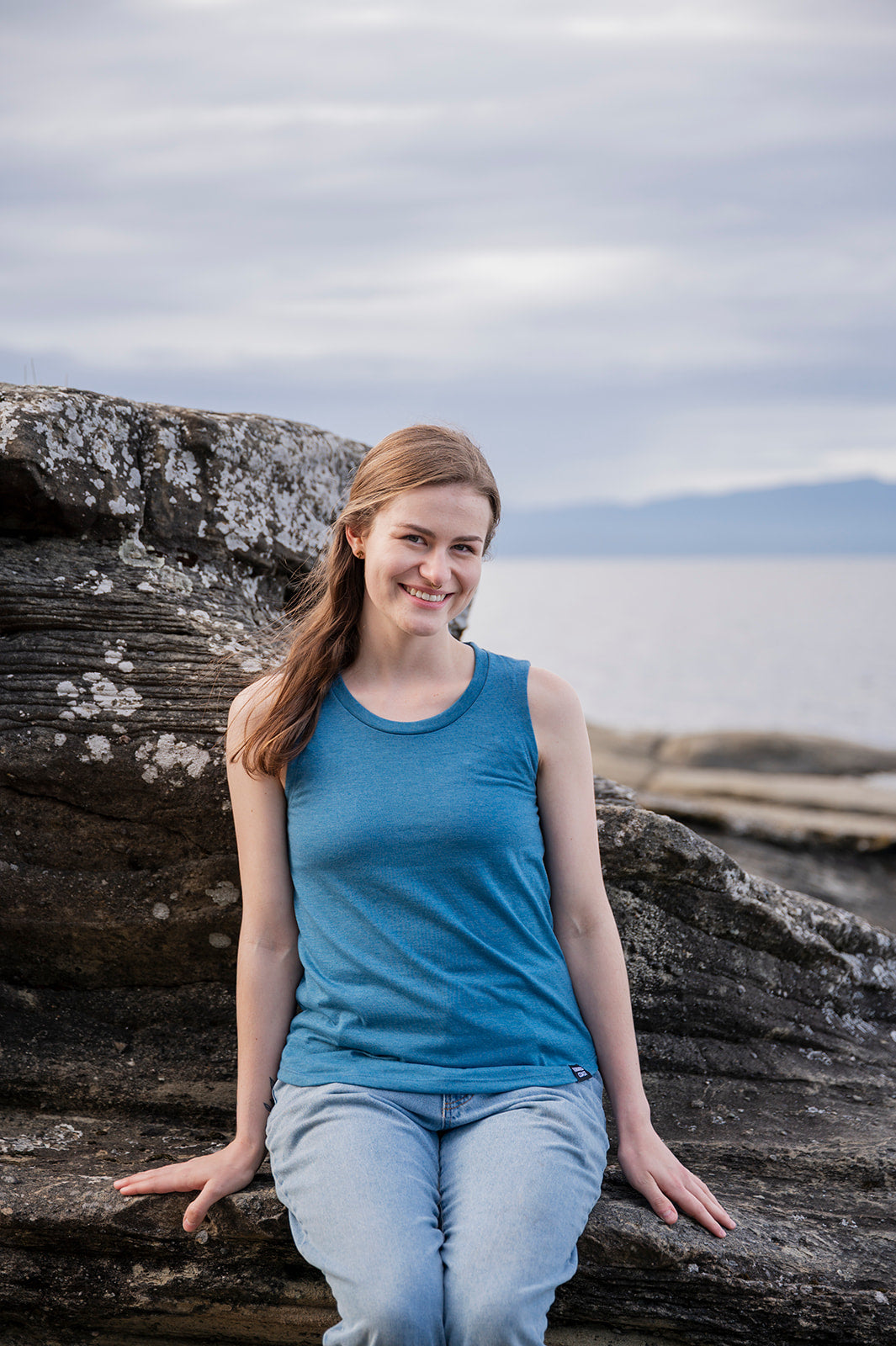 Women's Relaxed Tank - Blank Apparel - Teal-1