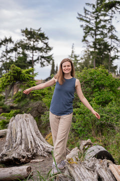 Women's Relaxed Organic Cotton Tank Top - Blank Apparel - Slate Blue-2