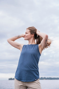 Women's Relaxed Organic Cotton Tank Top - Blank Apparel - Slate Blue-1