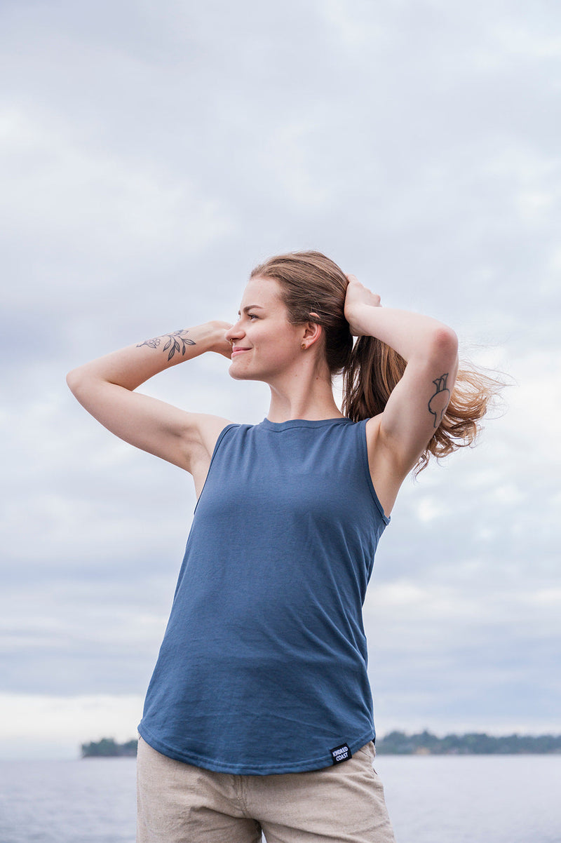 Women's Relaxed Organic Cotton Tank Top - Blank Apparel - Slate Blue-1