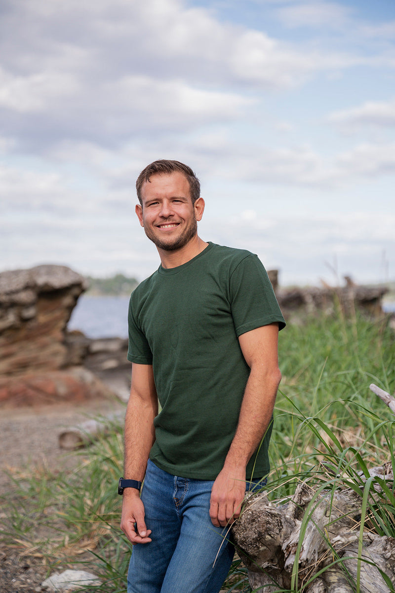 Unisex Organic Cotton Tee - Blank Apparel - Forest Green-1