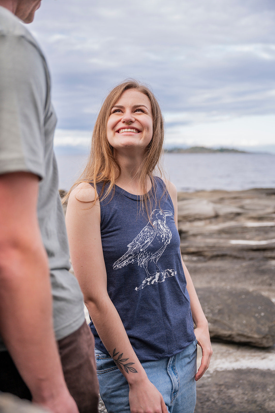 RAVEN - Women's Relaxed Tank - Heather Navy-3
