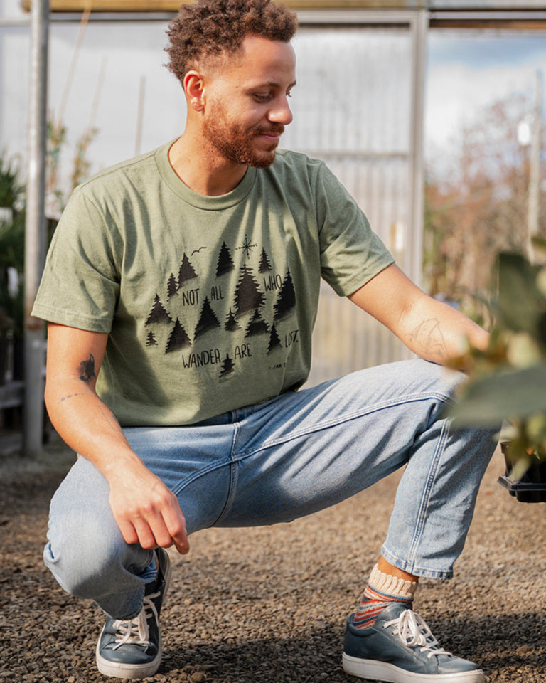 WANDER - Unisex Eco Tee - Heather Army Green-1