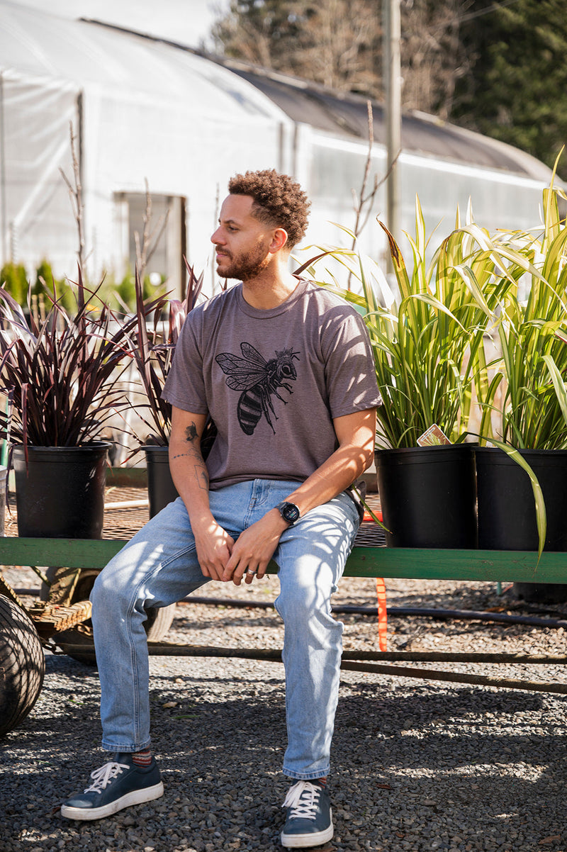 BEE - Unisex Eco Tee - Heather Brown-2