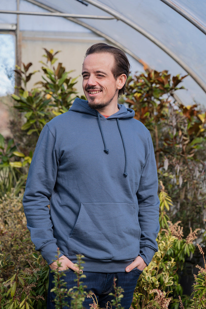 Unisex Organic Cotton Hoodie - Blank Apparel -Slate Blue-1