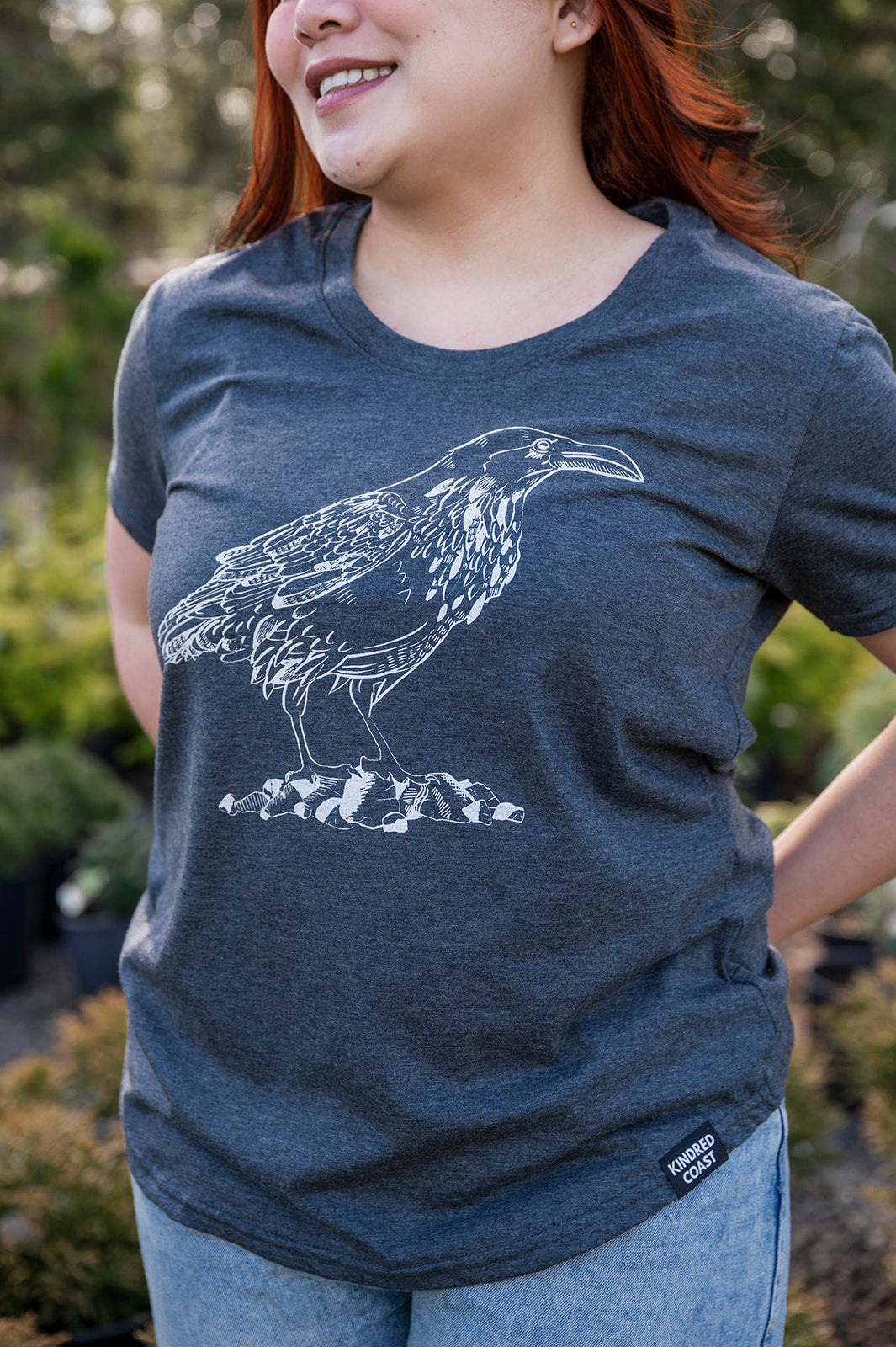 RAVEN - Women's Eco Tee - Heather Charcoal-2