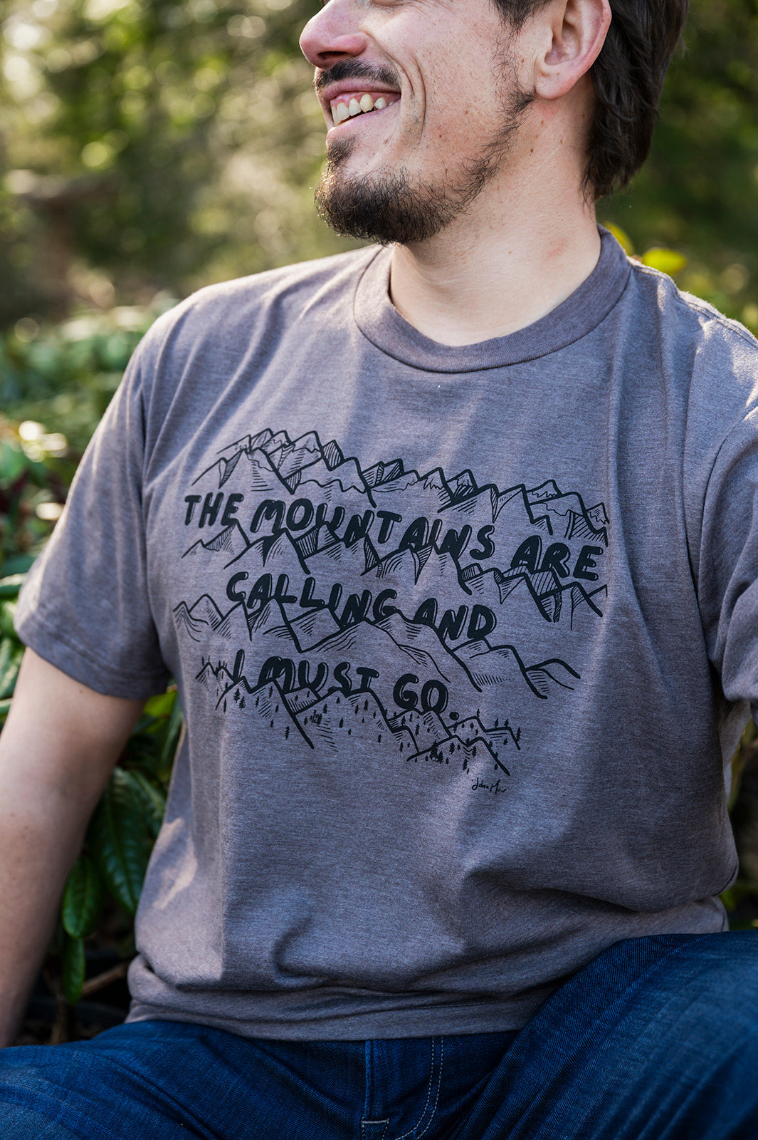 MOUNTAINS CALLING - Unisex Eco Tee - Heather Brown-1
