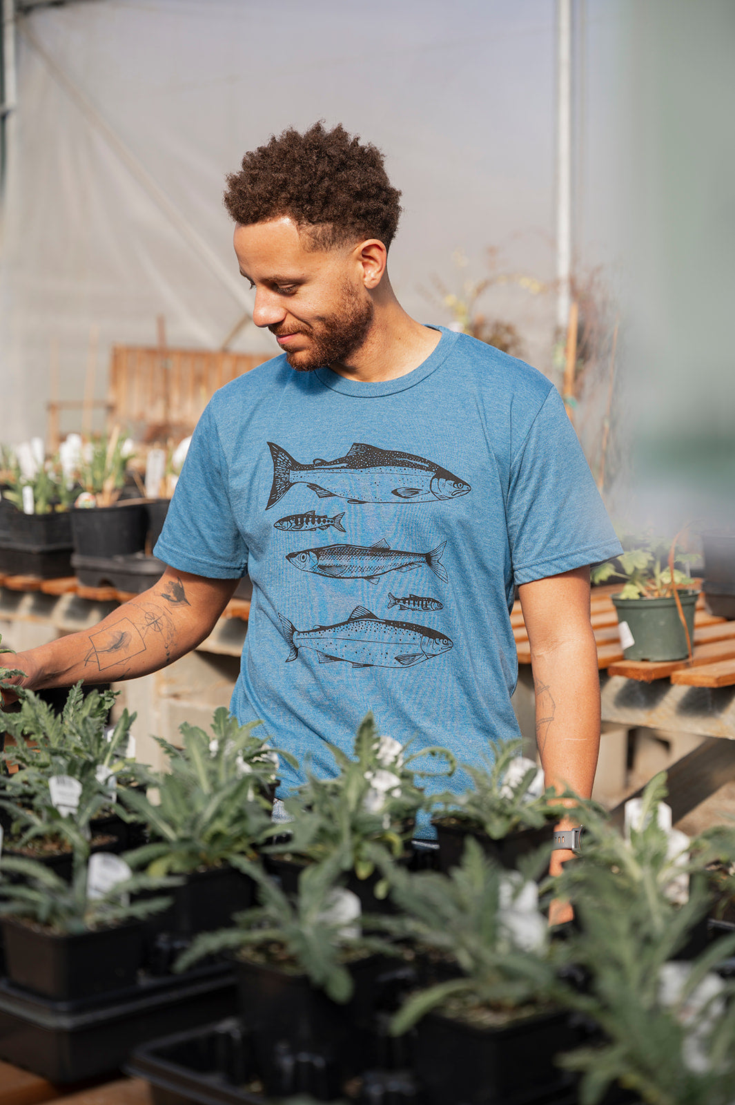 SALMON - Unisex Eco Tee - Heather Teal-2