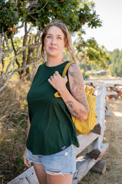 Women's Relaxed Bamboo Tank - Blank Apparel - Forest Green-5