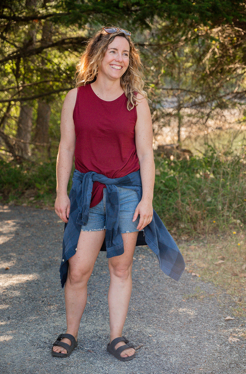 Women's Relaxed Bamboo Tank - Blank Apparel - Bordeaux Red-1