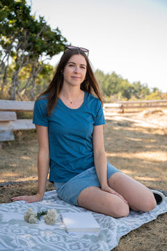 Women's Eco Tee - Blank Apparel - Heather Teal-2