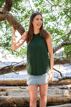 Women's Relaxed Bamboo Tank - Blank Apparel - Forest Green-1