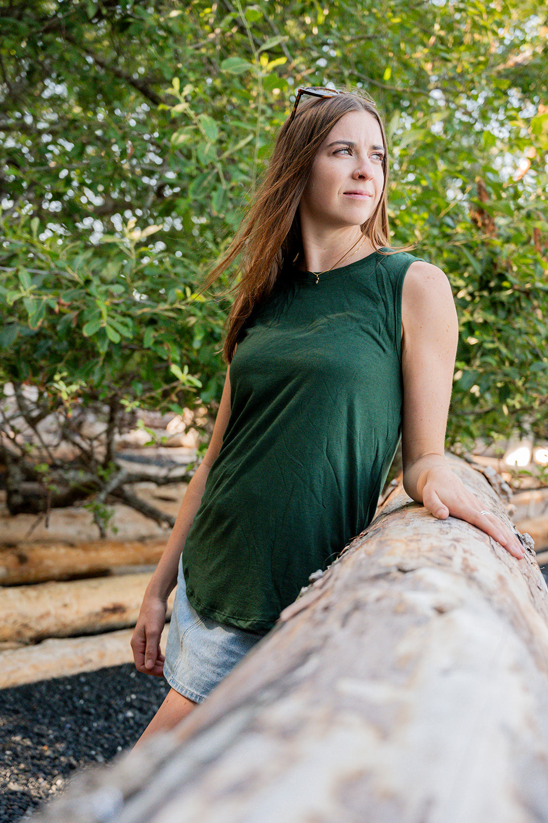 Women's Relaxed Bamboo Tank - Blank Apparel - Forest Green-3