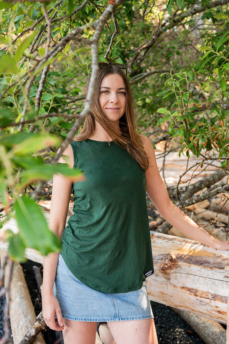 Women's Relaxed Bamboo Tank - Blank Apparel - Forest Green-4