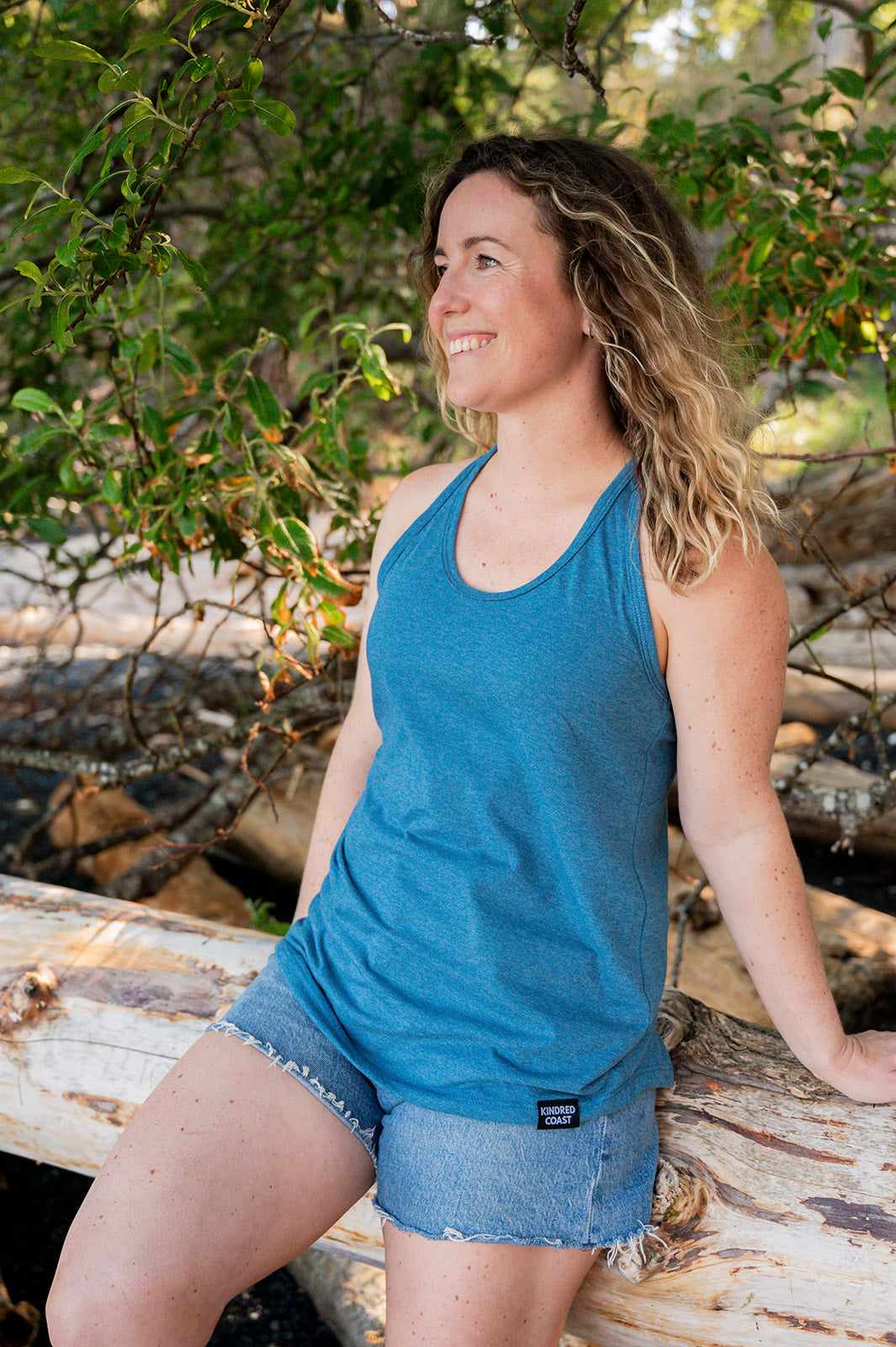 Women's Eco Racerback Tank Top - Blank Apparel - Teal-1