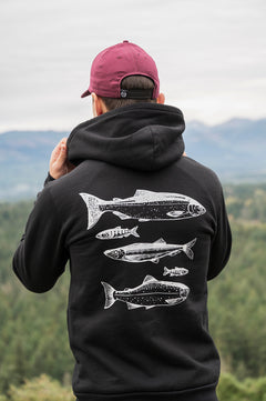 SALMON Unisex Zip Organic Cotton Hoodie - Black-1